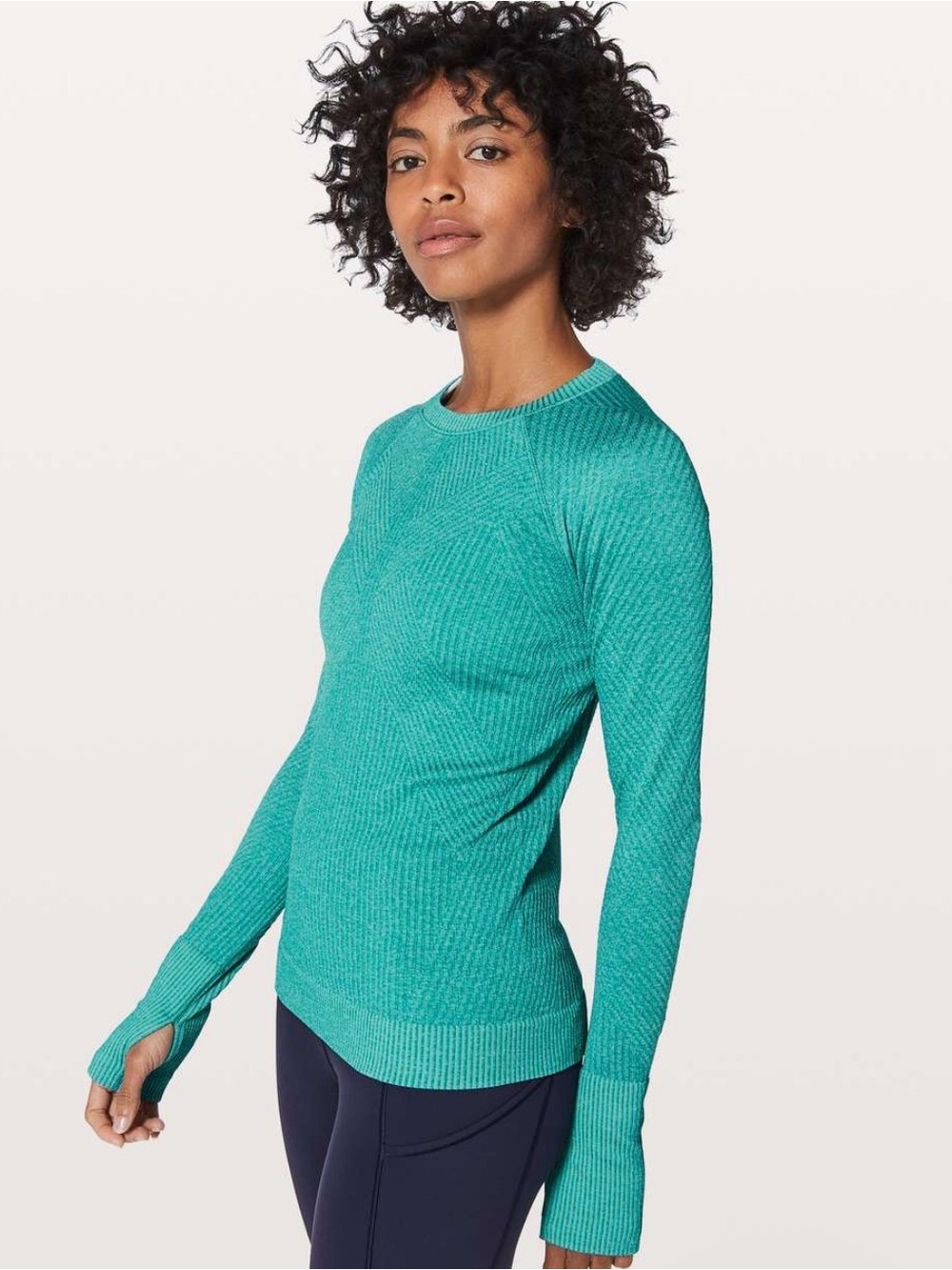 lululemon Rest Less Pullover in a textured eucalyptus green | Size 6